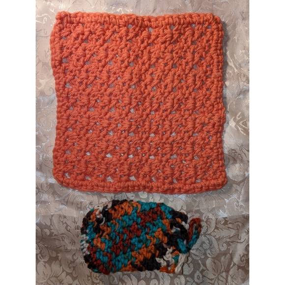 Handmade Fall Wash Cloth Soap Bag Set Of 2 - Picture 2 of 2